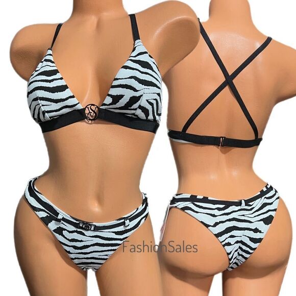 Victorias Secret Swim Wild Wanderer Bralette Bikini top and Bottoms Set Zebra - Picture 6 of 7